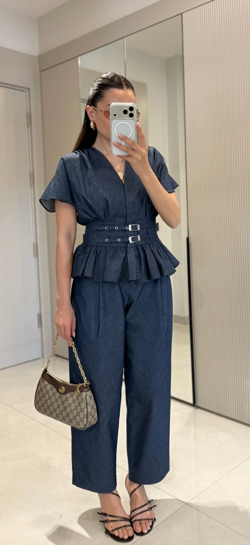 Ruffled Denim Set