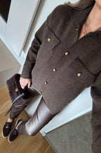 Brown Cardigan with Gold Buttons