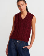 V-neck Braided Sweater