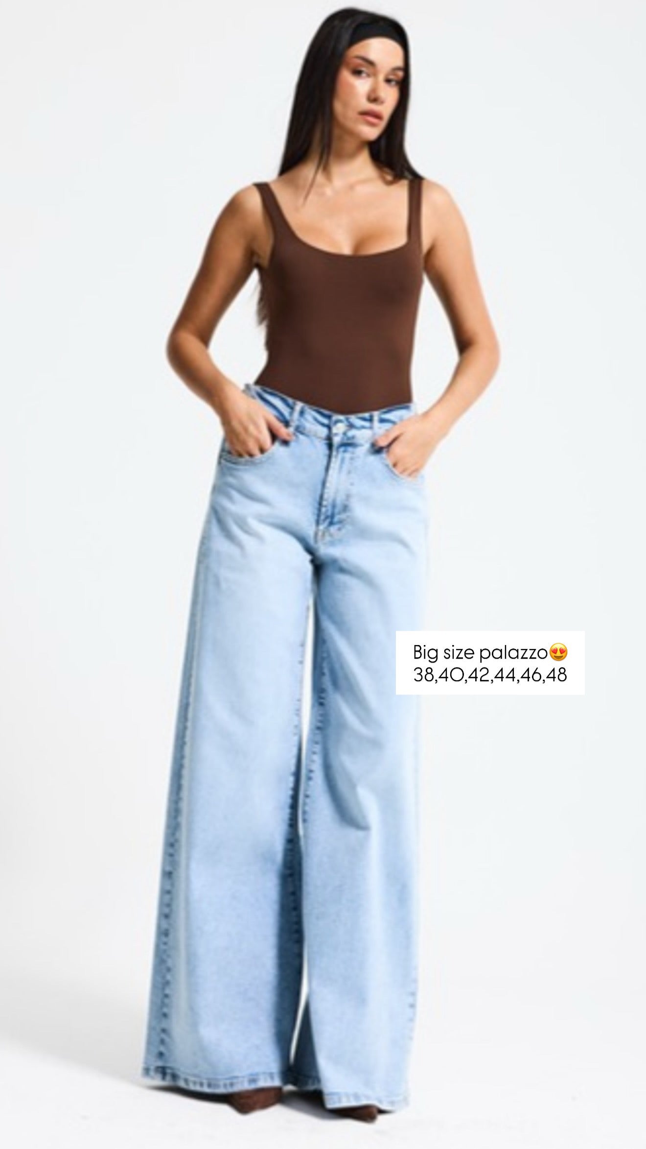 Palazzo Jeans Big size - light blue