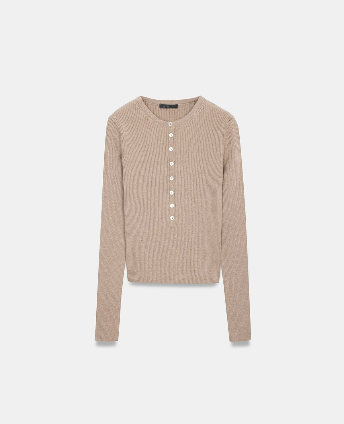 Ribbed Button Top - Mocha