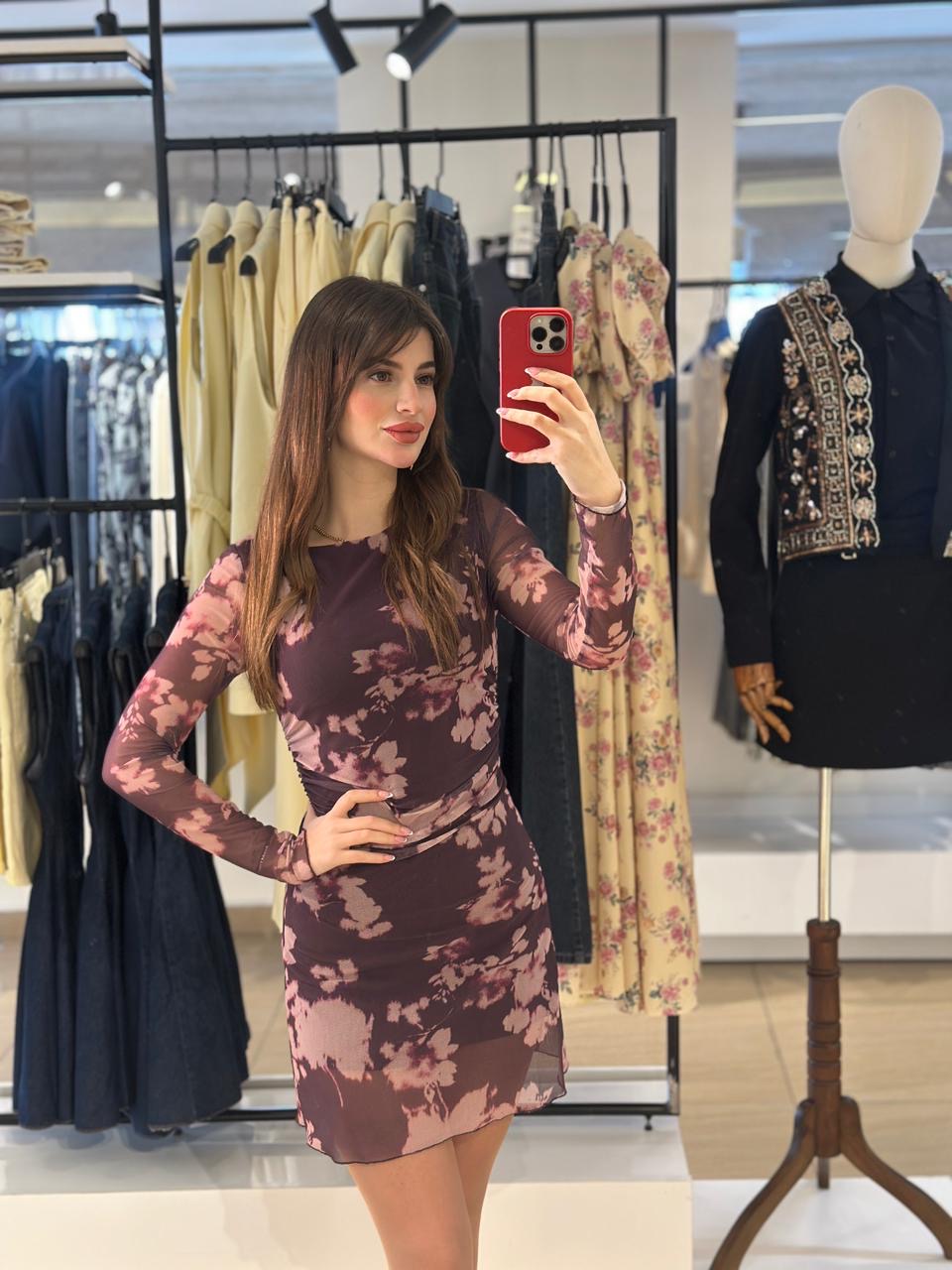Floral Burgundy Dress