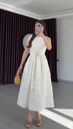Floral Dress with Gold Buckle