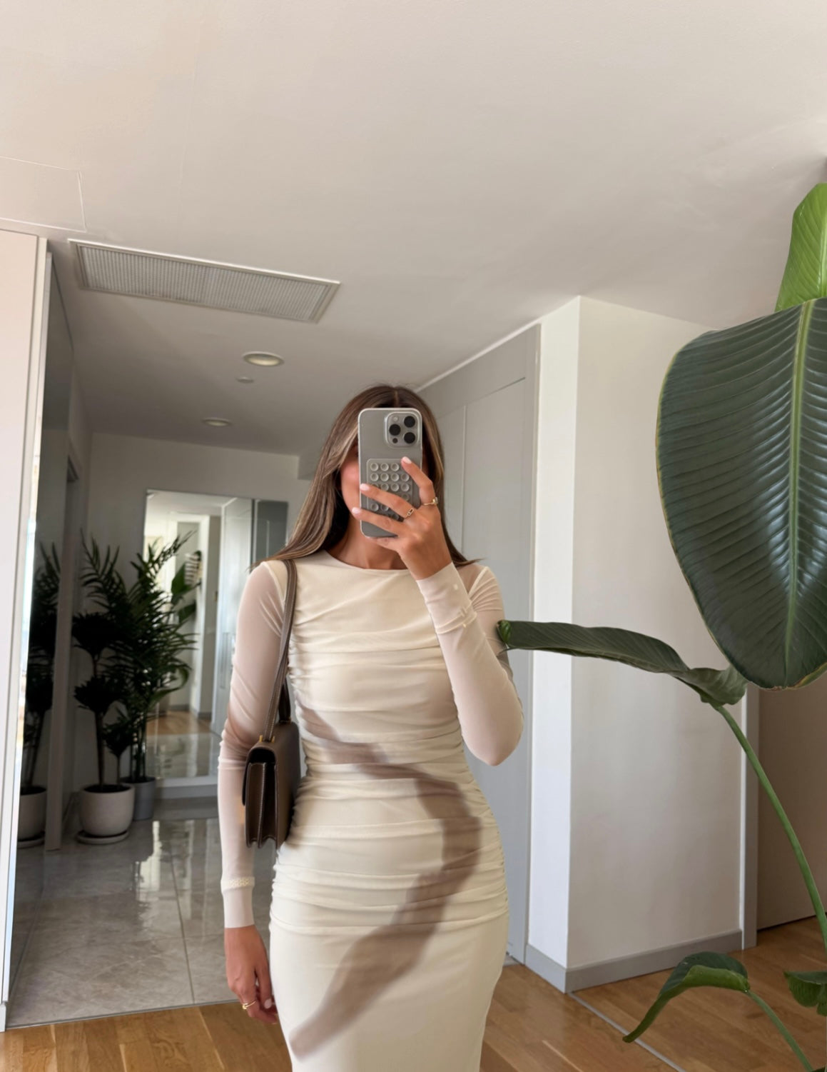Ecru Patterned Dress