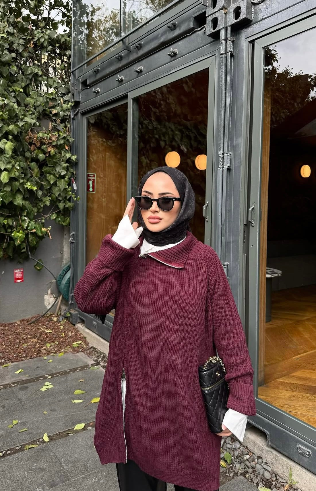 Zipper Sweater Bordeaux