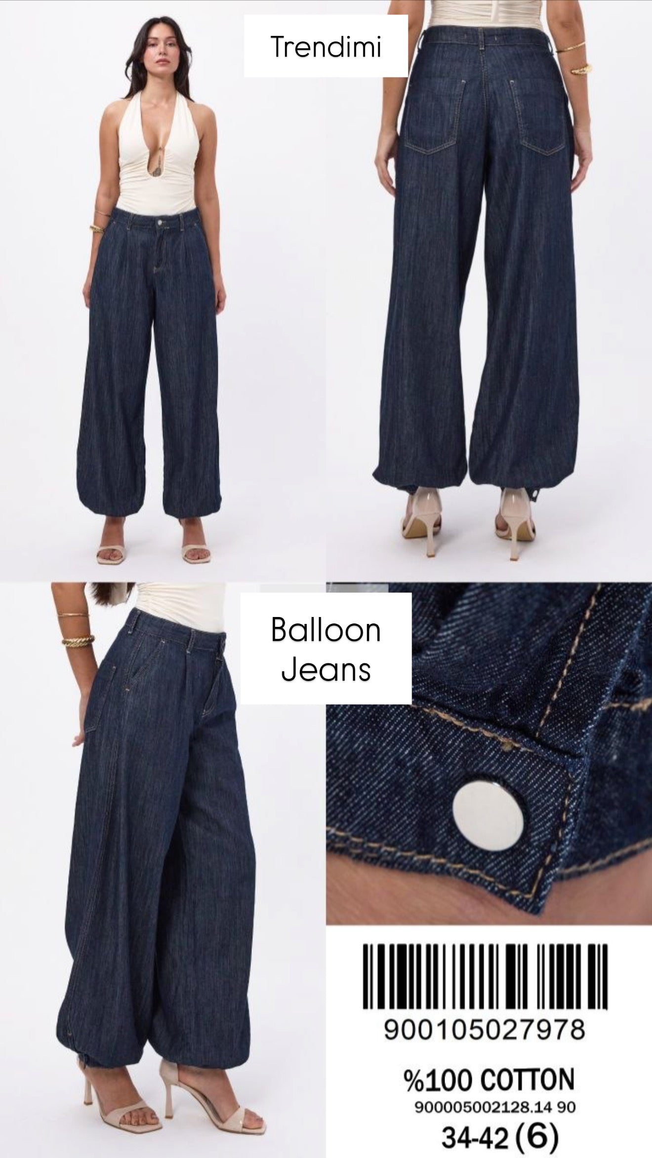 Navy Balloon Jeans