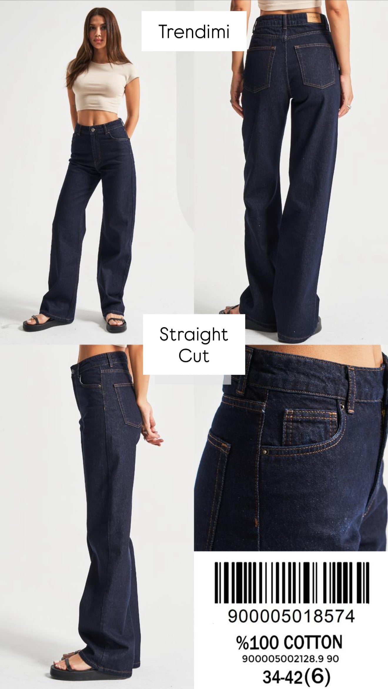 Navy Straight Cut Jeans
