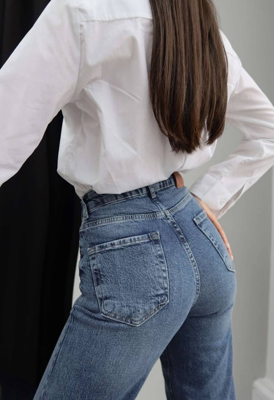 Cross Belt Jeans - Blue