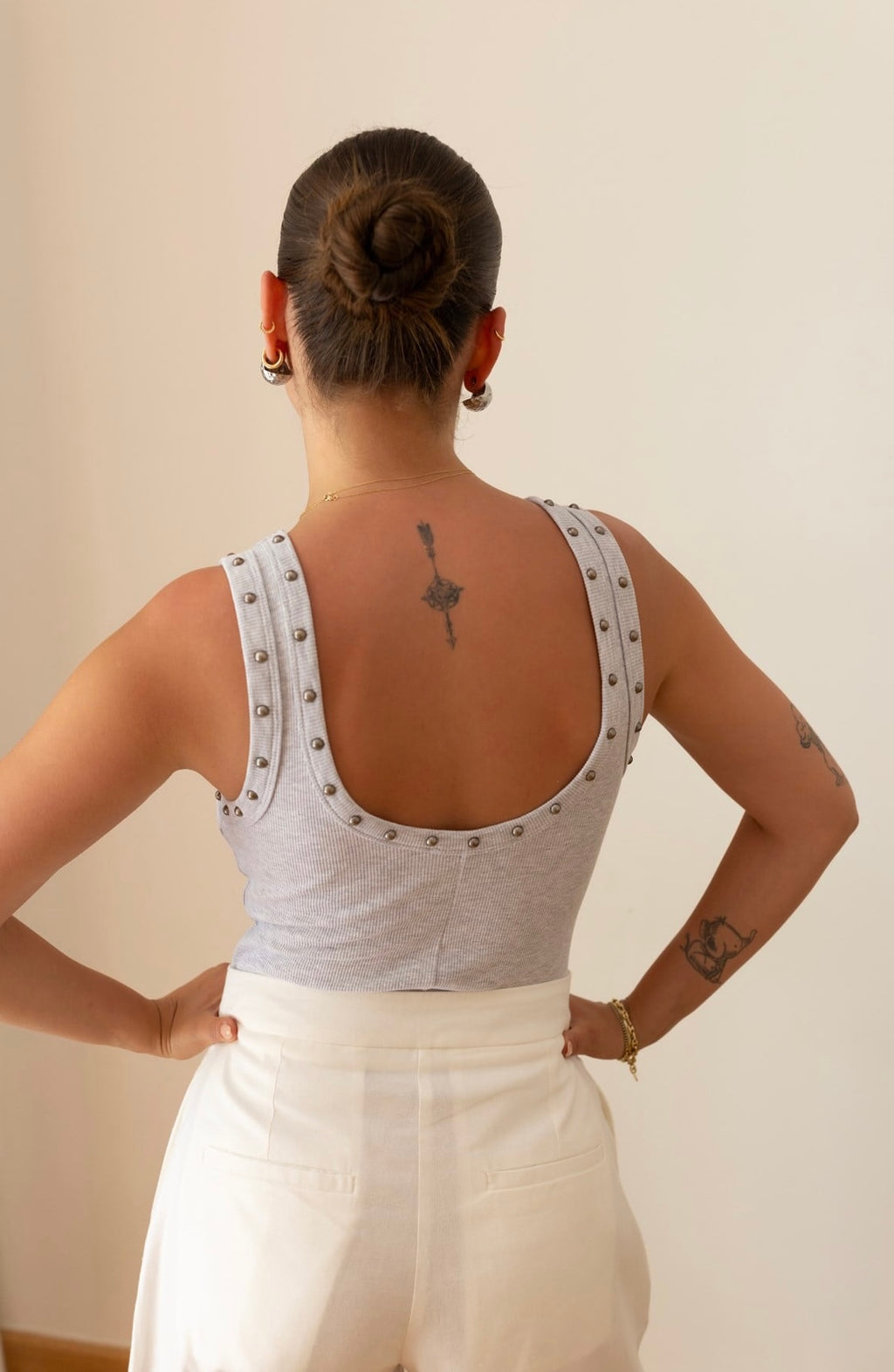 Stud Tank Top - Grey