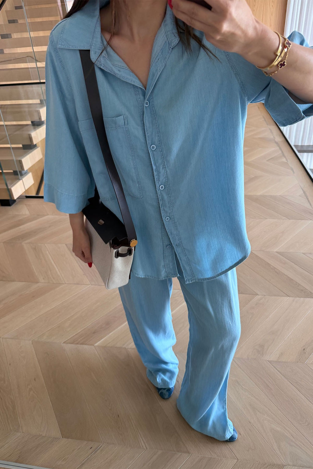 Comfy Denim Set - Light blue