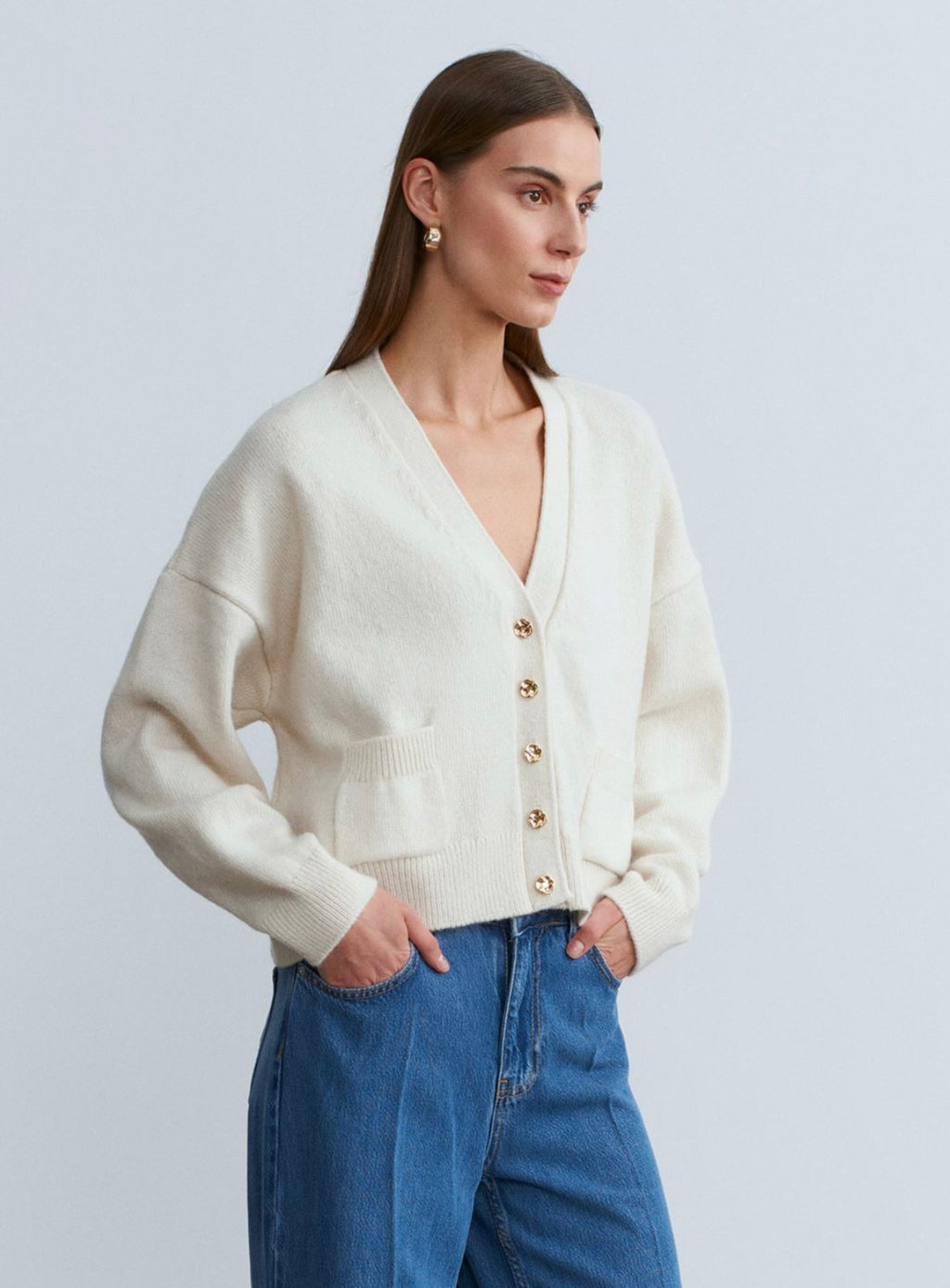 Black Cardigan with Gold Buttons