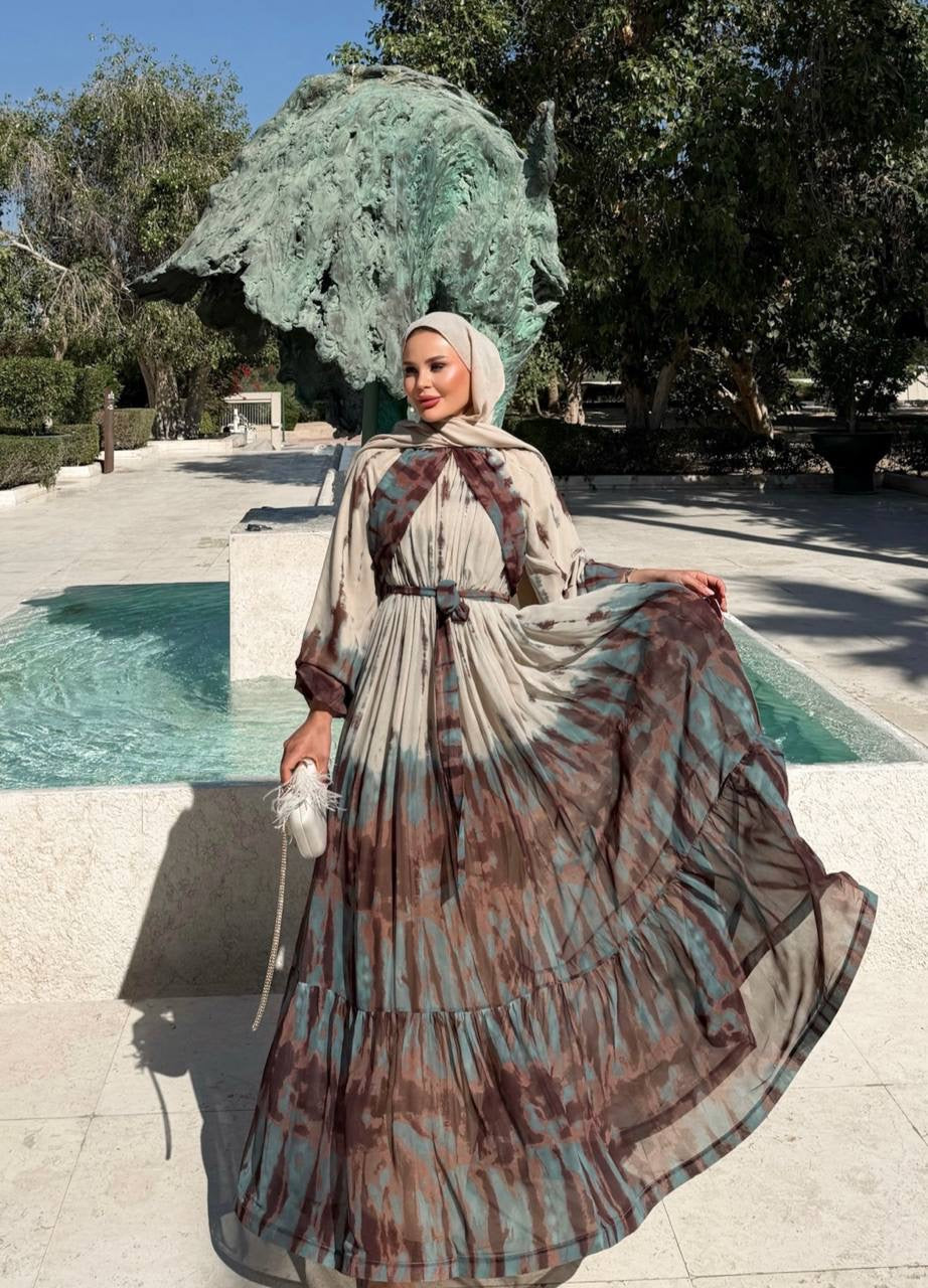 Maxi Blue-Brown Dress