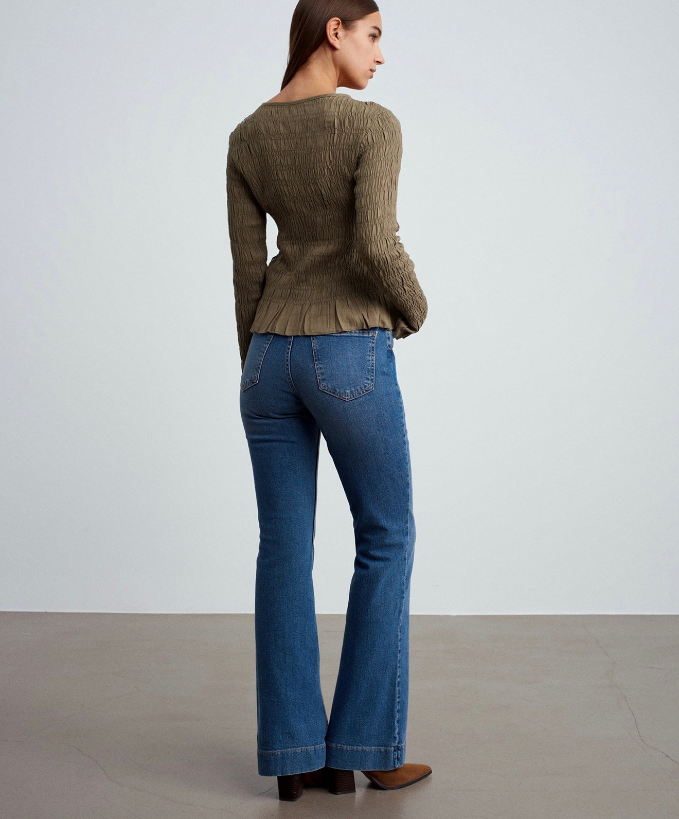 Stitch-detailed Bootcut Jeans