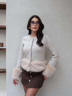 Fur-detailed Cardigan