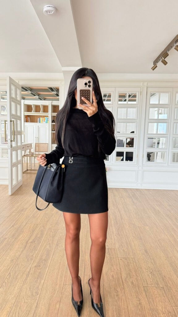 Black mini skirt