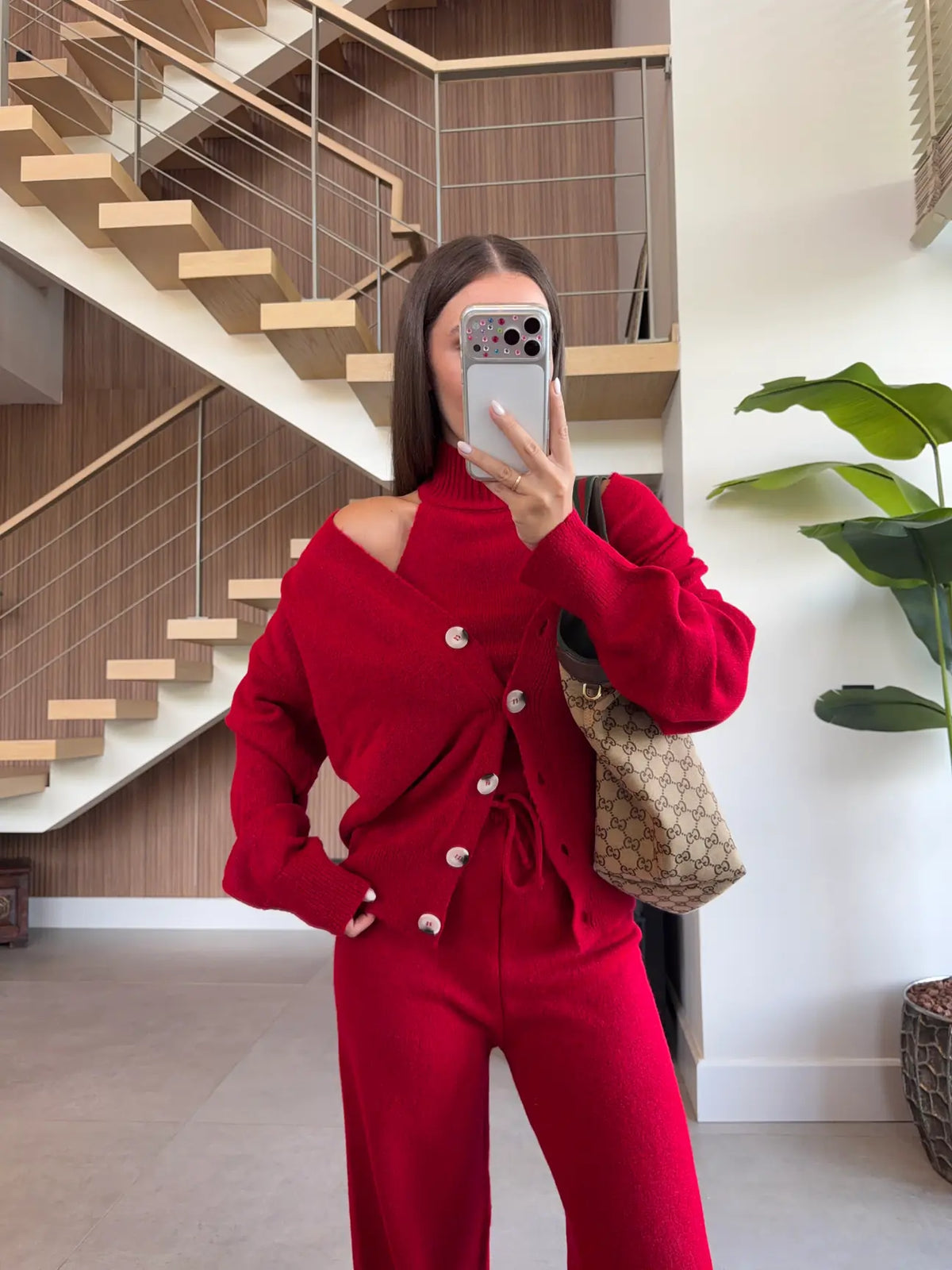 Knit 3-Piece Set - Red