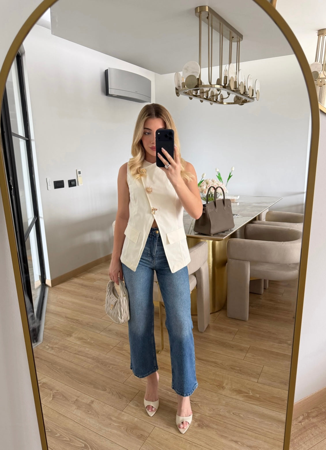 Ecru Vest with Gold Wear