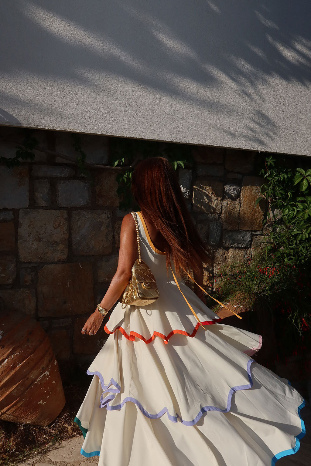Rainbow Trim Maxi Dress