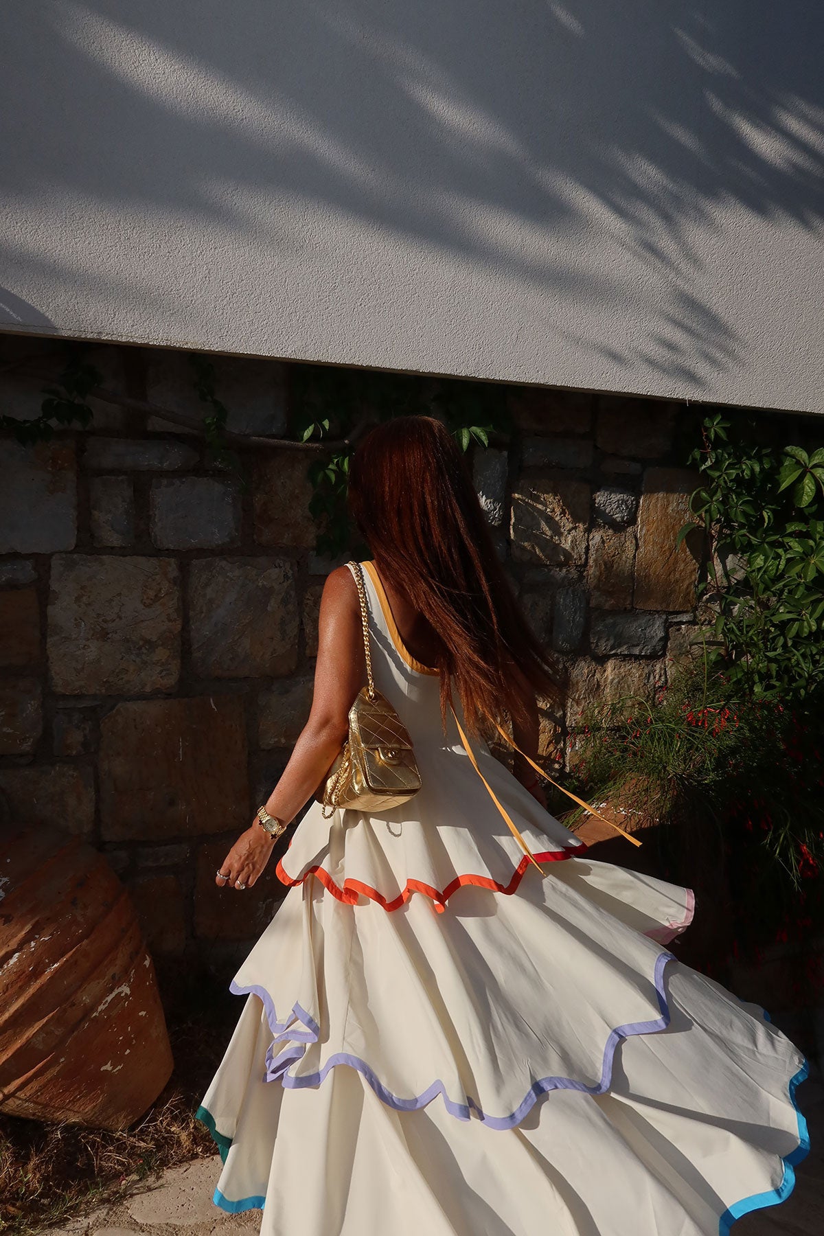 Rainbow Trim Maxi Dress