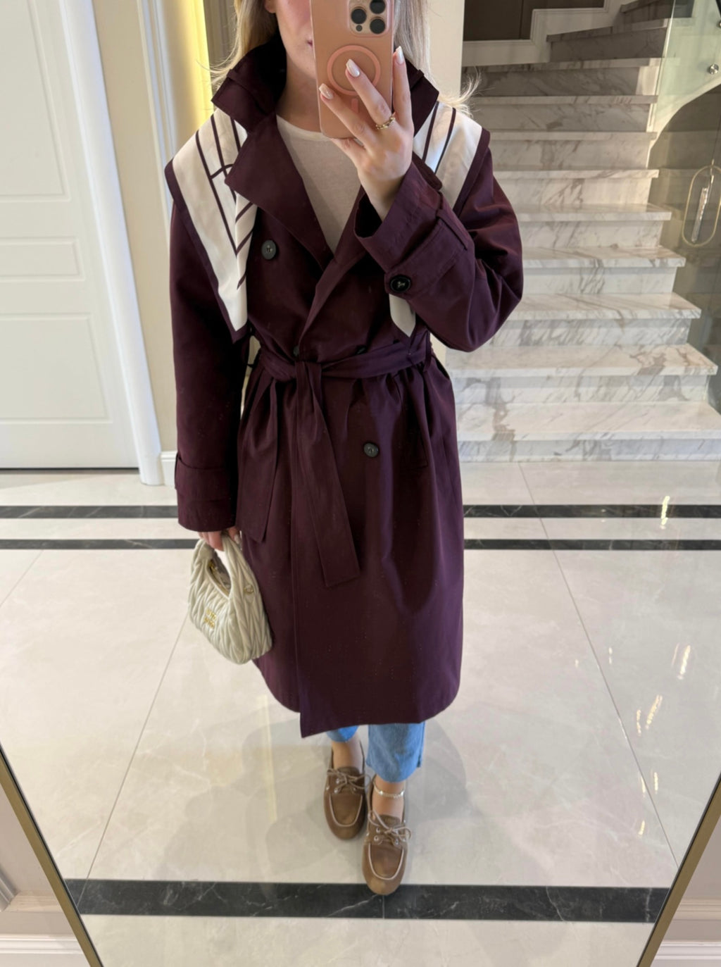 Long Trench Coat Burgundy
