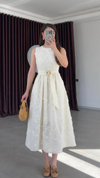 Floral Dress with Gold Buckle