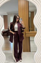 Burgundy Stripes-detailed Suit