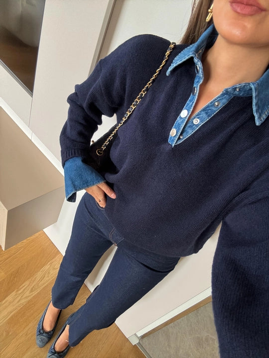 Denim Detailed Sweater