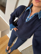 Denim Detailed Sweater