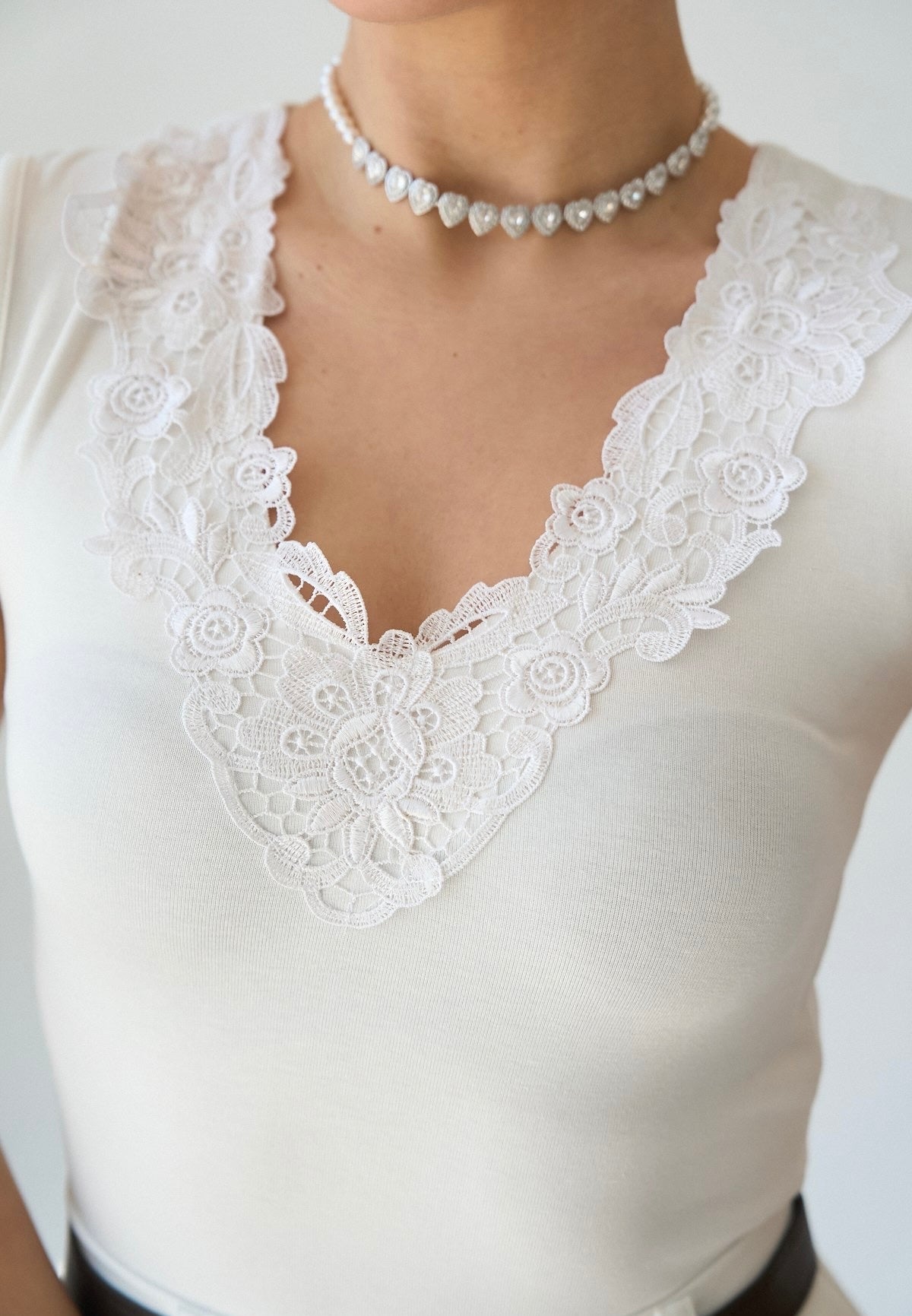 Lace Detailed Top - White