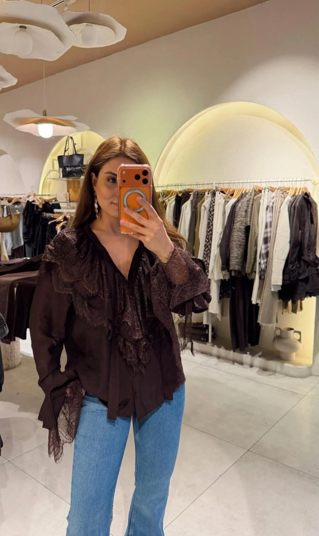 Brown Lace French Shirt