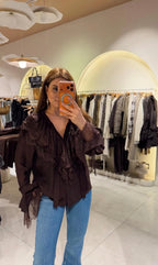 Brown Lace French Shirt