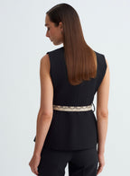 Belted Black Vest