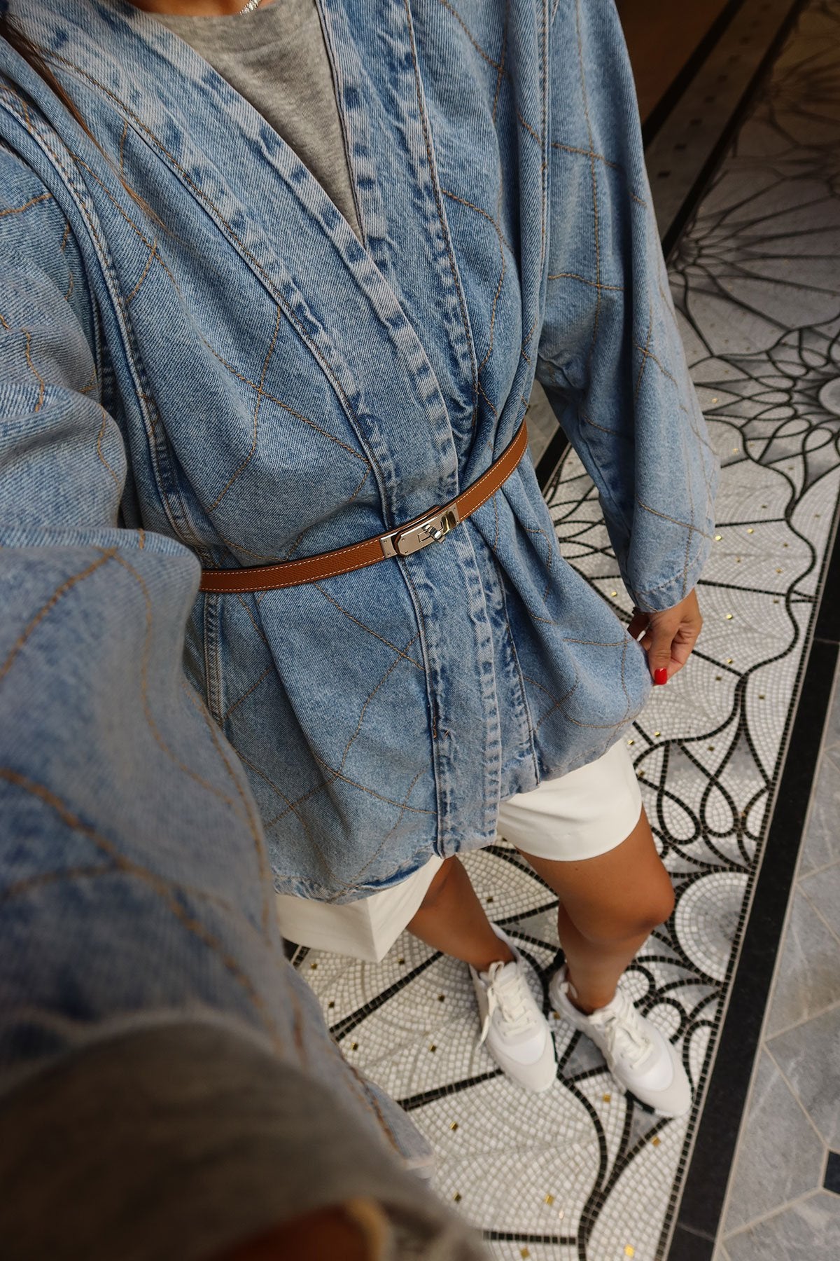 Belted Denim Kimono