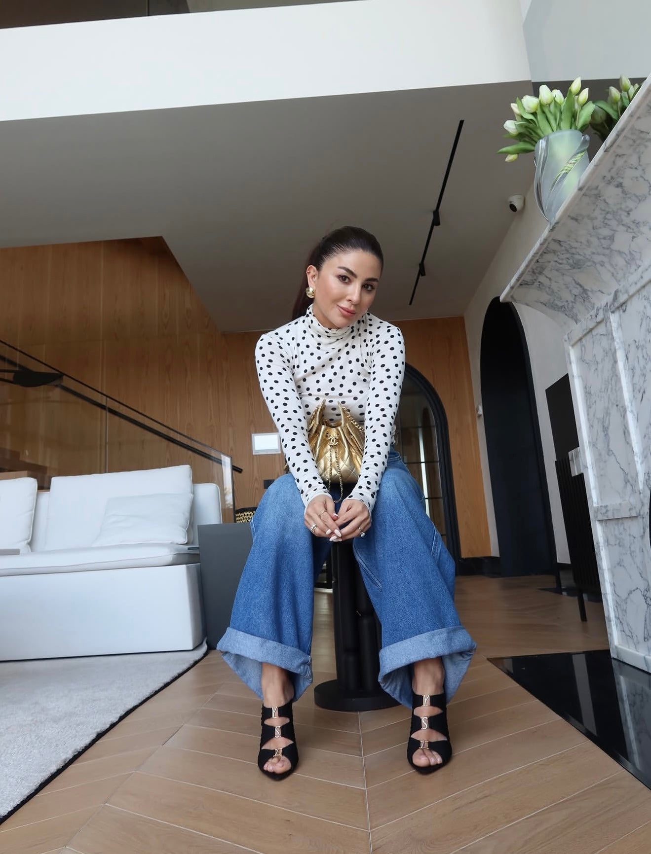 Polka-dots blouse - white