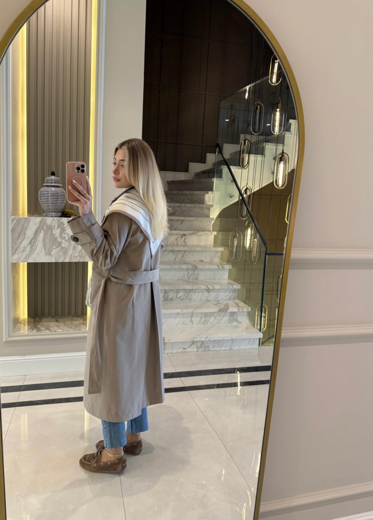 Beige Long Trench Coat