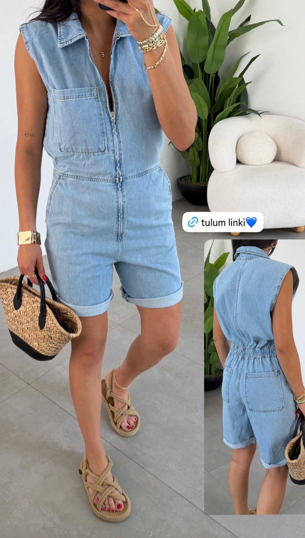 Short Denim Jumpsuit