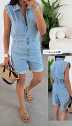 Short Denim Jumpsuit