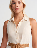 Beige Linen Dress