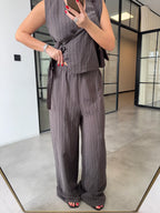 Striped Tencel Set - Mocha