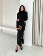 Black Dress with Gold Wear