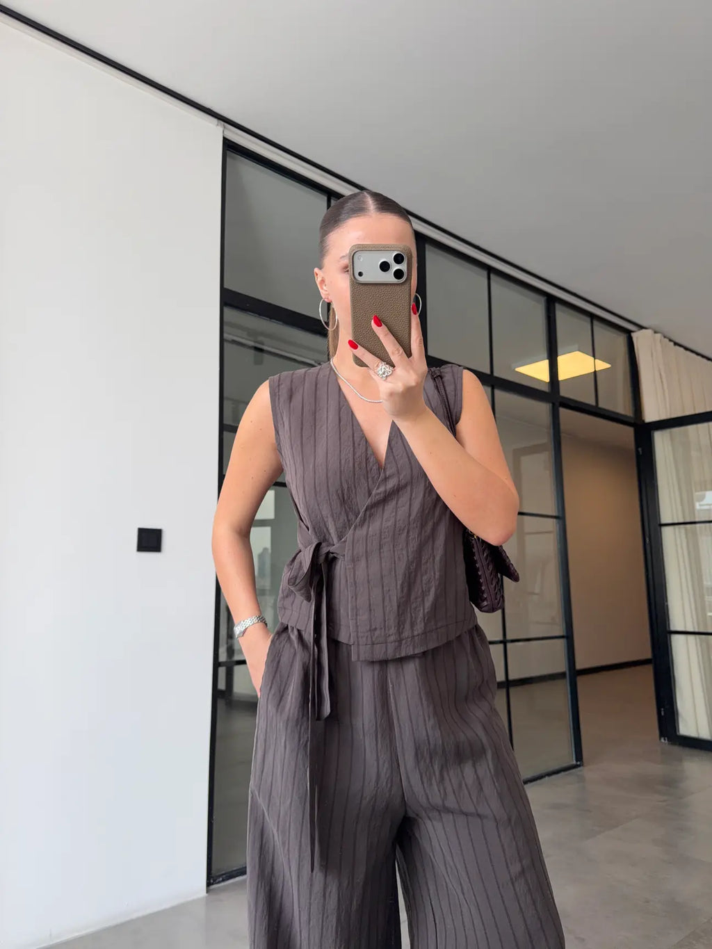 Striped Tencel Set - Mocha