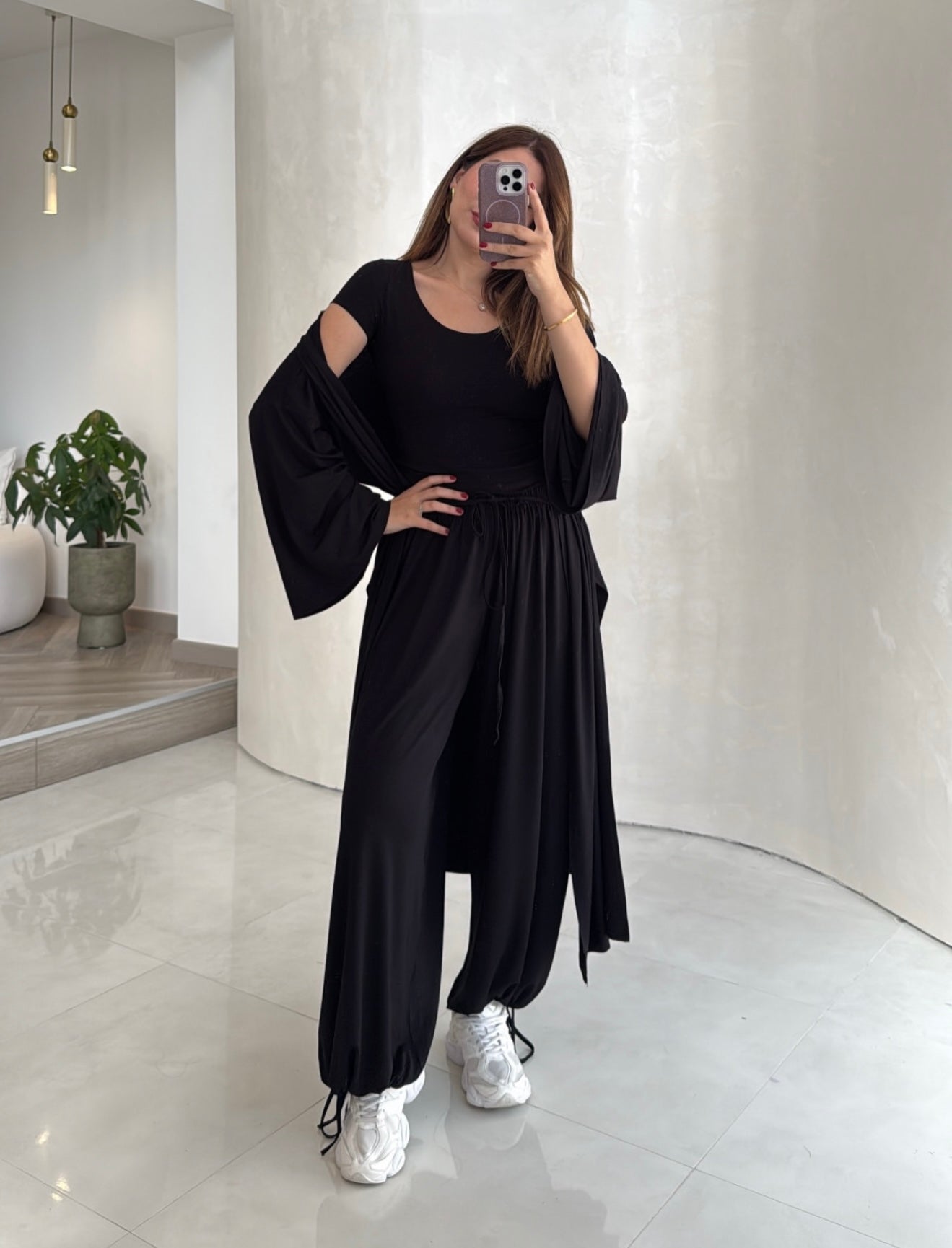 Three pieces lounge set - black