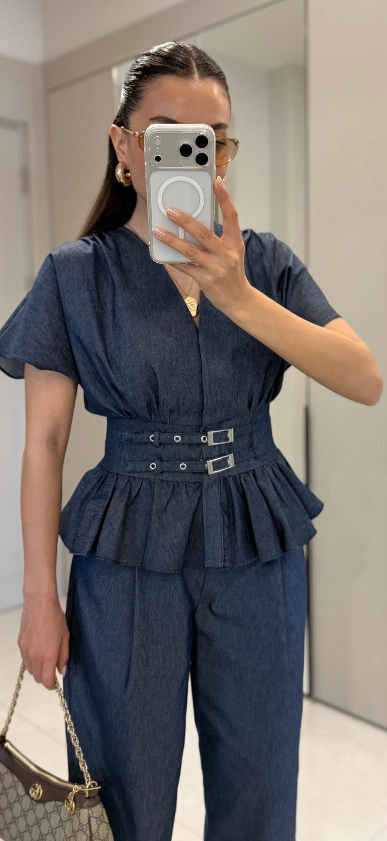 Ruffled Denim Set