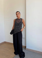Metallic Asymmetrical Top - Black