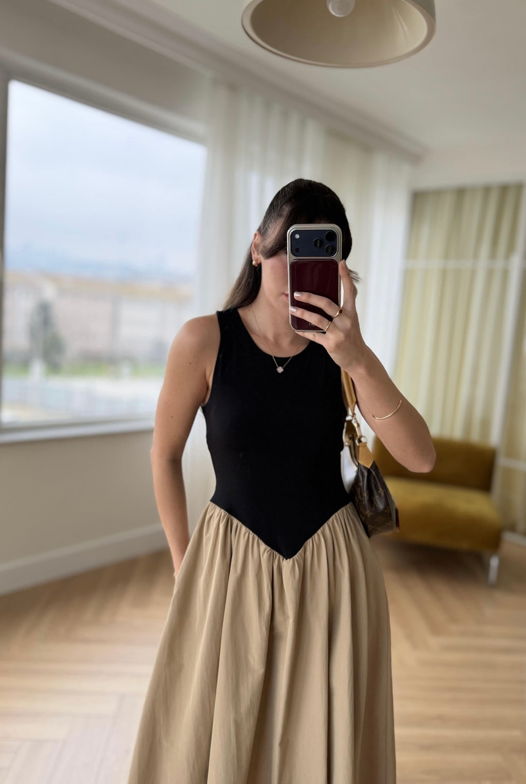 Veroni Black-Beige Dress