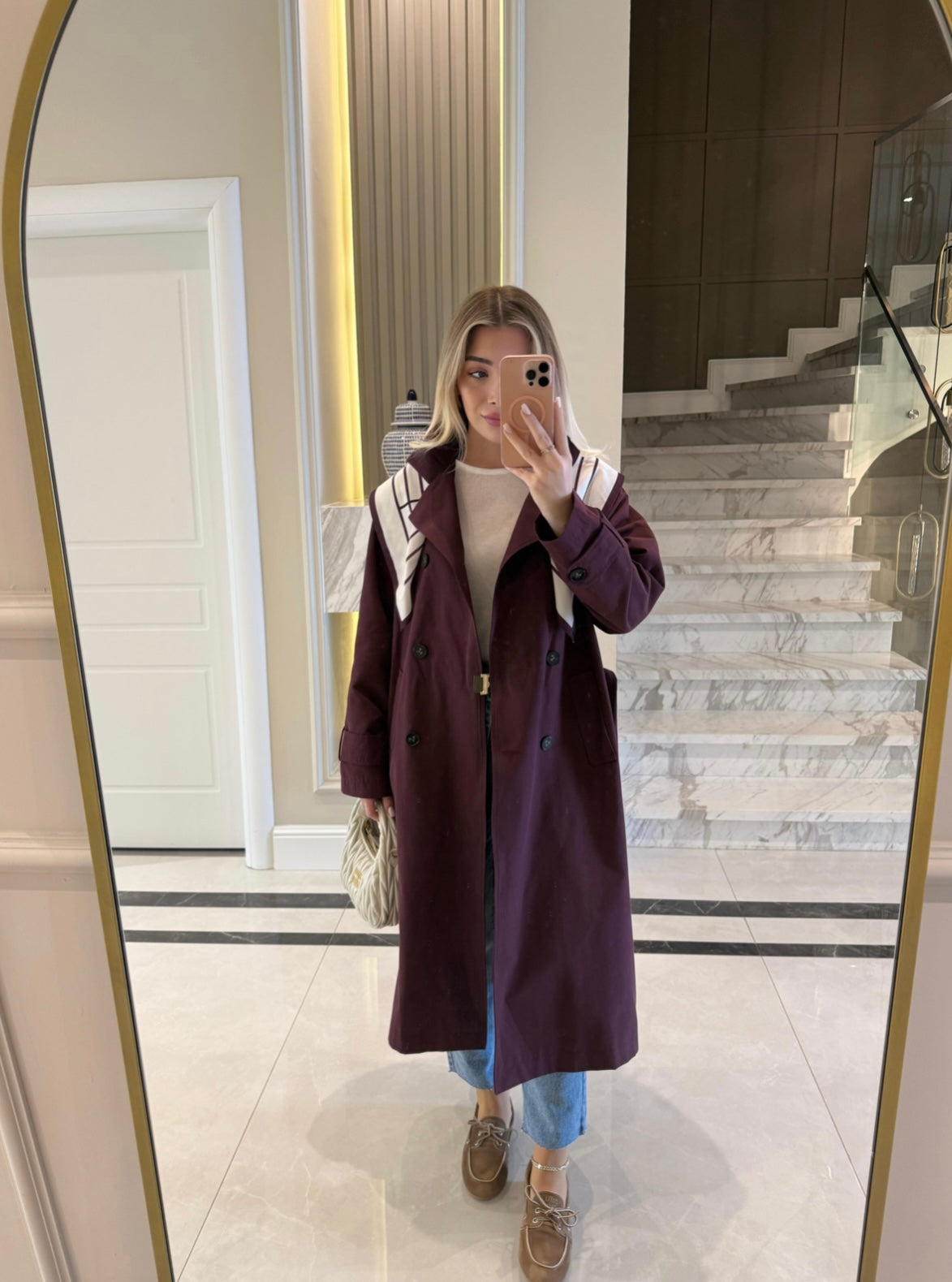 Long Trench Coat Burgundy