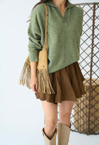 Green V-neck Sweater