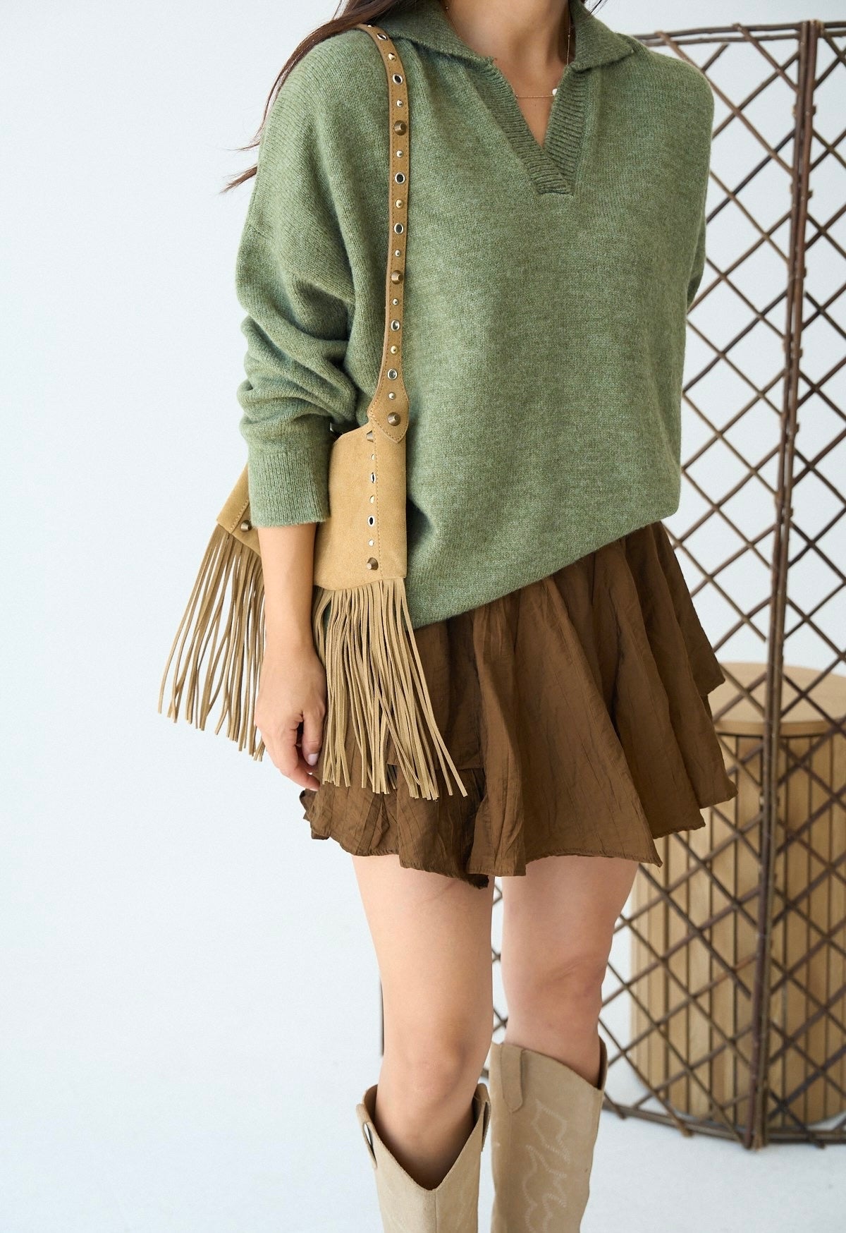 Green V-neck Sweater