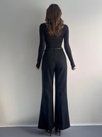 Flare Black Belted Pants