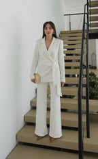 Belted Linen Blazer - Ecru